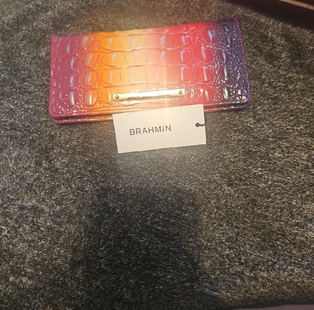 Brahmin Ady Wallet Confection Ombre Melbourne in Pink, Orange & Blue - Picture 6 of 6
